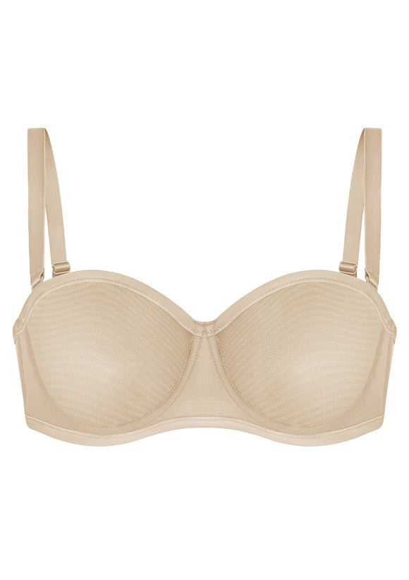 Bella Sheer Mesh Unlined Underwire Strapless Balconette Bra
