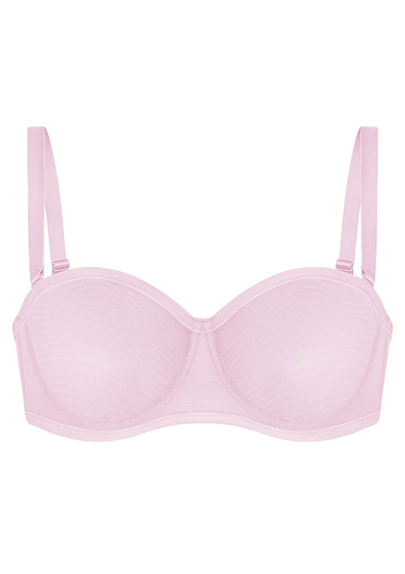 Bella Sheer Mesh Unlined Underwire Strapless Balconette Bra