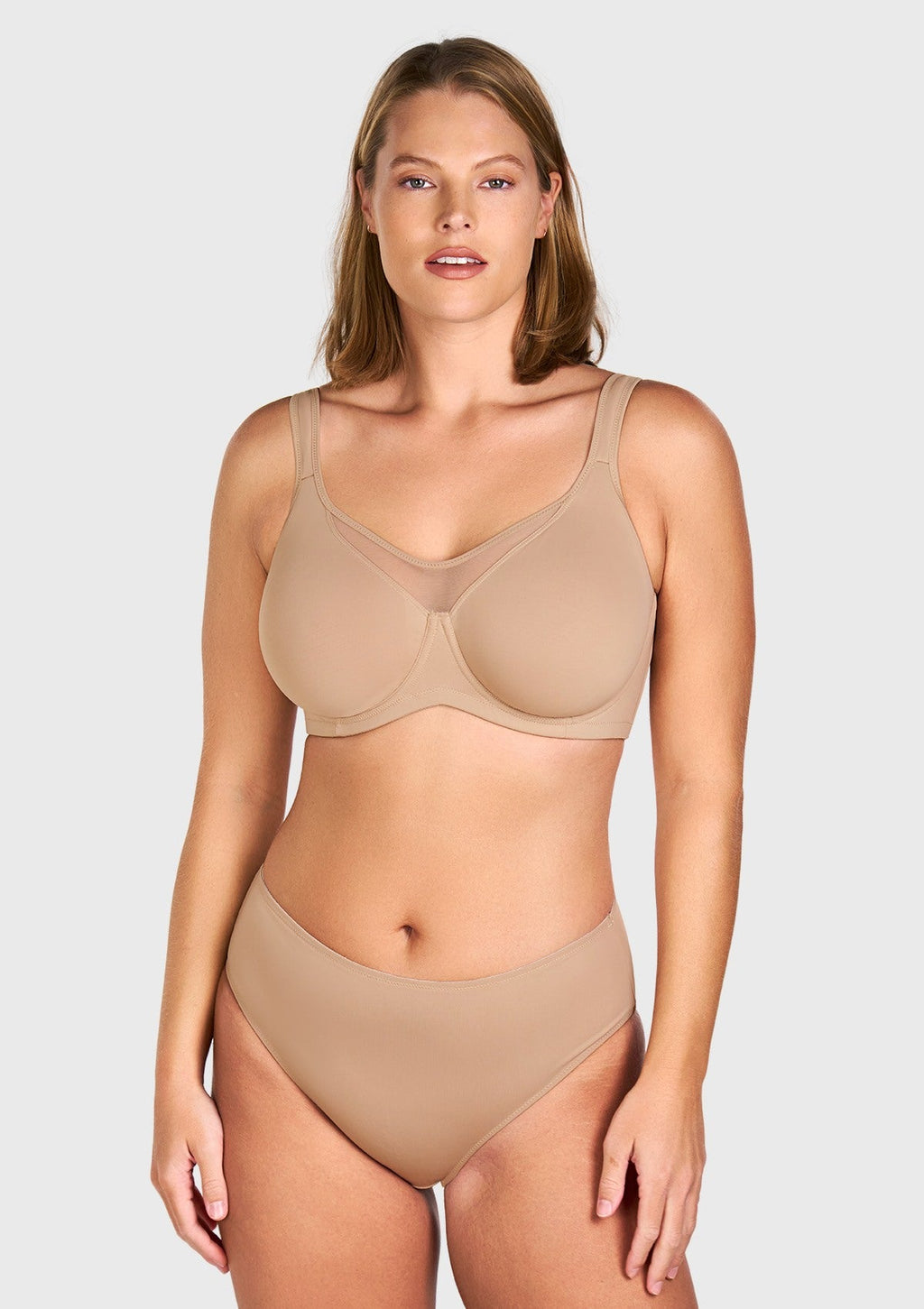 (Cardi B recommends)CoolComfort Natural Nude Smoothing Unlined Underwire Minimizer Bra