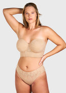 Daisy Smooth Lace Lightly Padded Longline Underwire Strapless Balconette Bra-5