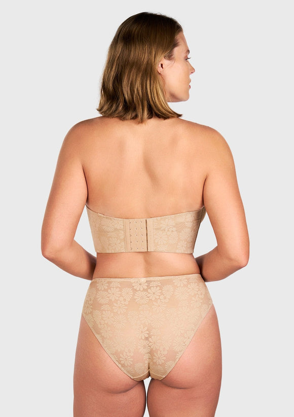 Daisy Smooth Lace Lightly Padded Longline Underwire Strapless Balconette Bra