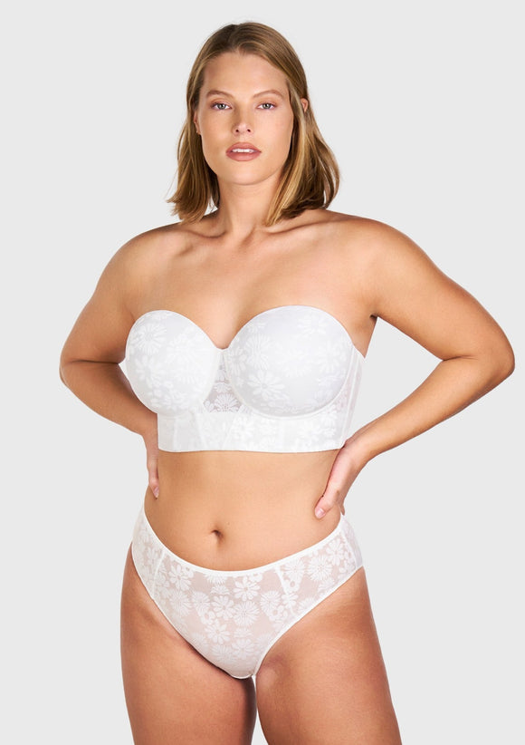 Daisy Smooth Lace Lightly Padded Longline Underwire Strapless Balconette Bra
