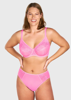 Bramela Pearl Shimmer Unlined Plus Size Full Coverage Underwire Comfortable Bra