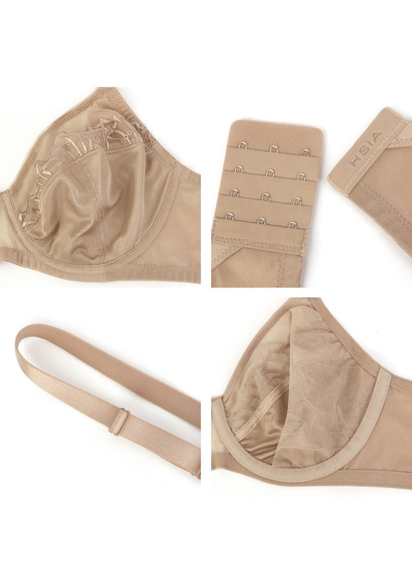 Bramela Pearl Shimmer Unlined Plus Size Full Coverage Underwire Comfortable Bra