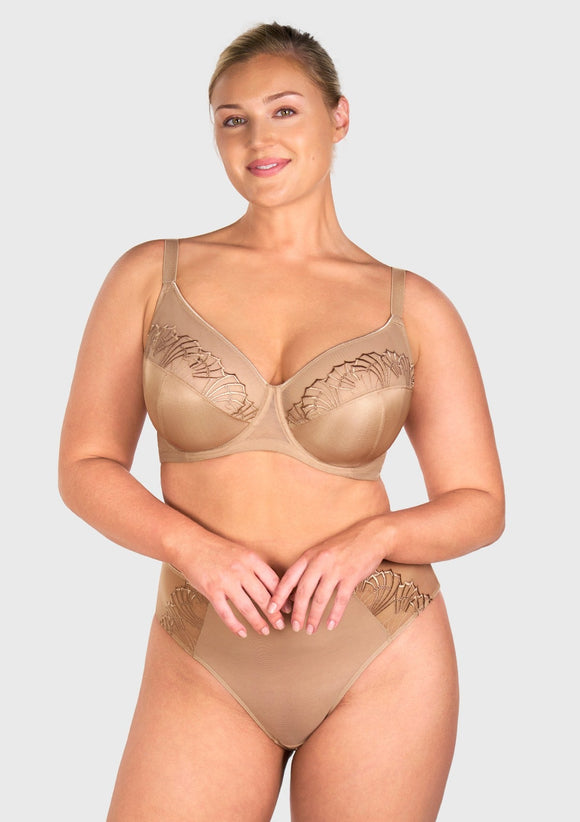 Bramela Pearl Shimmer Unlined Plus Size Full Coverage Underwire Comfortable Bra
