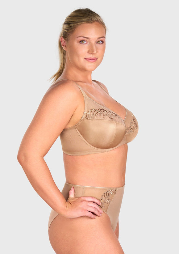 Bramela Pearl Shimmer Unlined Plus Size Full Coverage Underwire Comfortable Bra