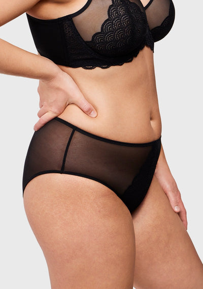 Songful Mermaid High-Rise Black Lace Brief Underwear - 0