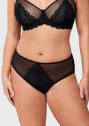 Songful Mermaid High-Rise Black Lace Brief Underwear-1