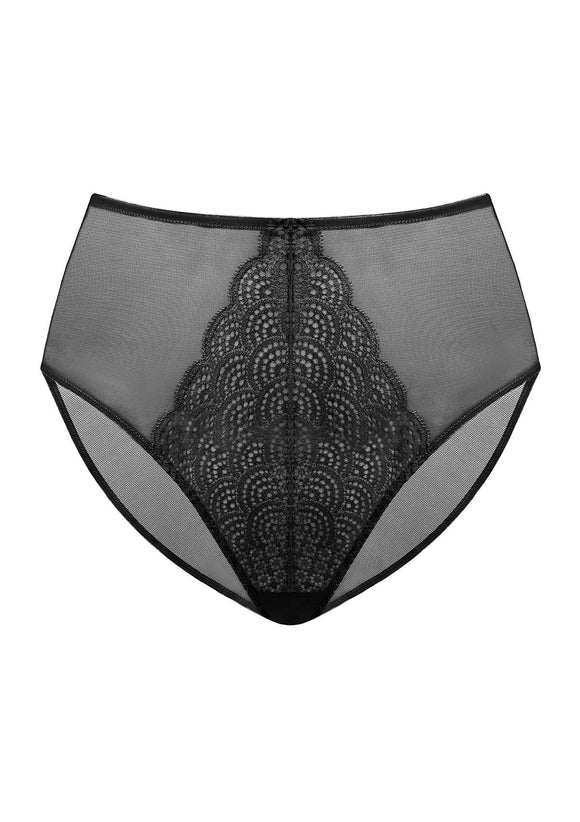 Songful Mermaid High-Rise Black Lace Brief Underwear