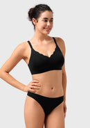 Songful All Day Comfort Petal-shaped V Neckline Wireless Buttery Soft Seamless Full Coverage Wirefree T-shirt Bra-16