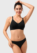 Songful All Day Comfort Petal-shaped V Neckline Wireless Buttery Soft Seamless Full Coverage Wirefree T-shirt Bra-12