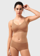 Songful All Day Comfort Petal-shaped V Neckline Wireless Buttery Soft Seamless Full Coverage Wirefree T-shirt Bra-1