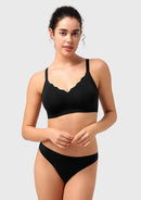 Songful All Day Comfort Petal-shaped V Neckline Wireless Buttery Soft Seamless Full Coverage Wirefree T-shirt Bra-15