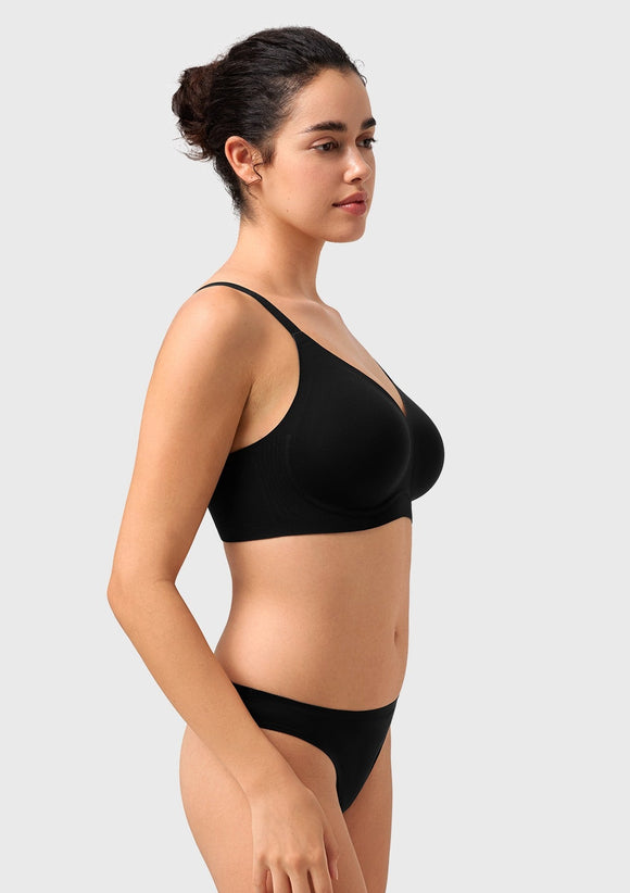 Songful CloudSoft Wireless Comfort  V-Neck Seamless Full Coverage Supportive T-shirt Bra