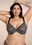Zebra Wild Black Unlined Underwire Mesh Bra-1