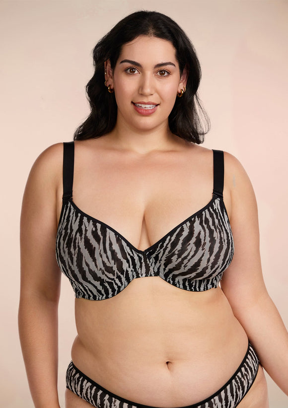 Zebra Wild Unlined Underwire Mesh Bra