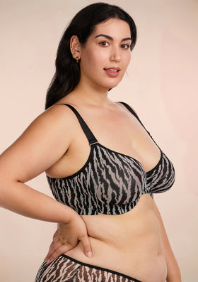 Zebra Wild Black Unlined Underwire Mesh Bra - 0