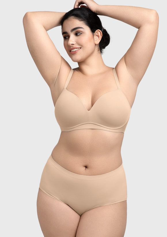 Comfortable Wireless Push Up Plunge Bra with Padded V Lift