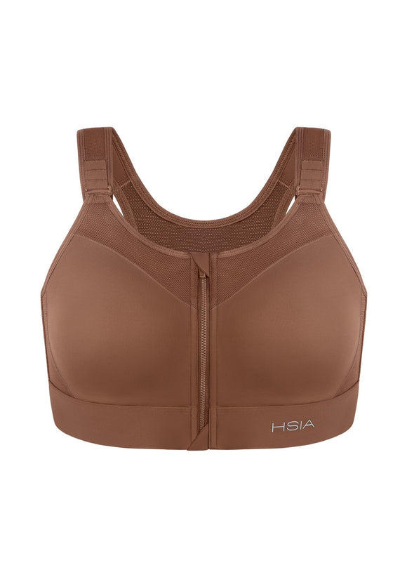 Bramela PowerMove High Support Zip Front Sports Bra Wireless No Bounce Adjustable Wide Straps