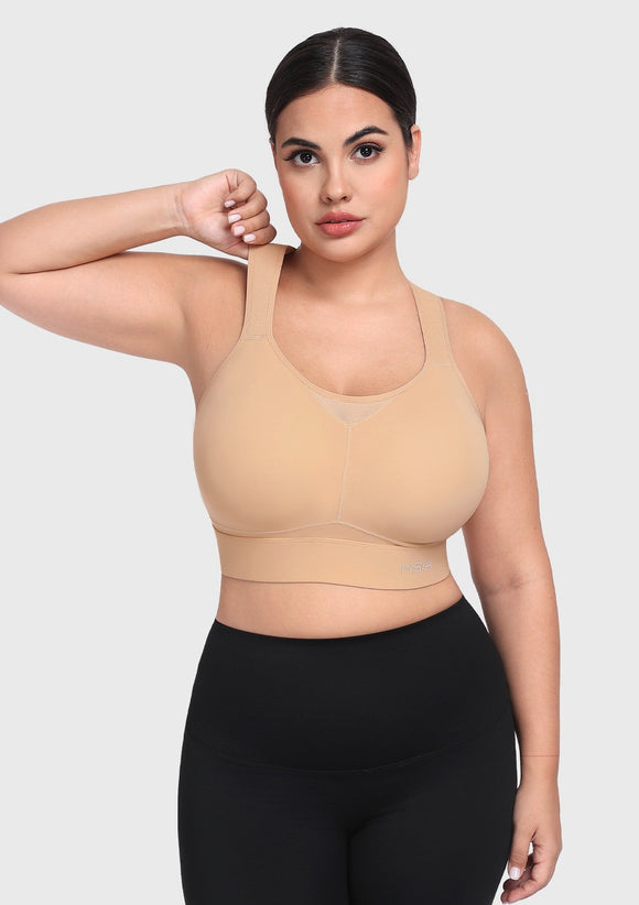 Bramela FlexCore High Impact Racerback Sports Bra Adjustable Support Full Coverage Fit