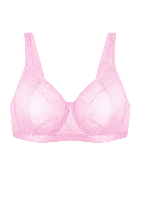 Bramela Skylark Breathable Lightweight Supportive Jacquard Mesh Wide Strap 3/4 Cup Comfort Bra