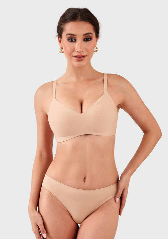 Bramela Ada Buttery Soft V-Neck Wireless Comfortable Bra No Underwire Supportive T-shirt Push Up Bralettes Plunge Seamless