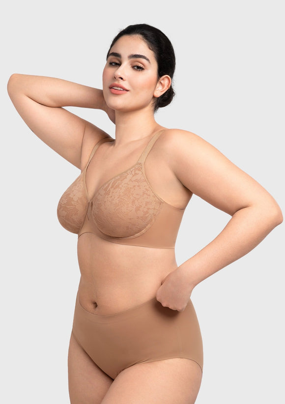 Bramela Auri Seamless Lace Support Bra Full Coverage Underwire Comfort Fit