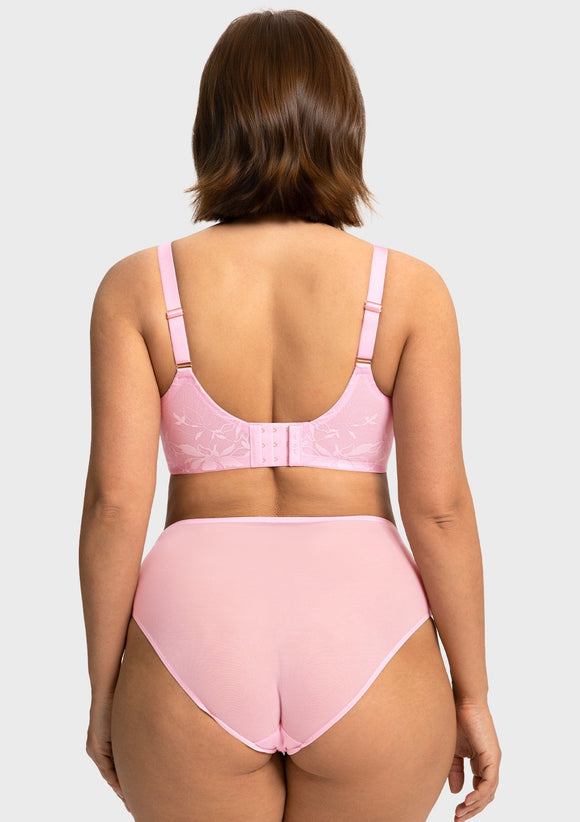 Bramela Petalia Plus Size Seamless Lace Underwire Balconette Demi No Padded Bra with High Elastic Fabric Delicate Lace Trim Cutout & Adjustable Straps