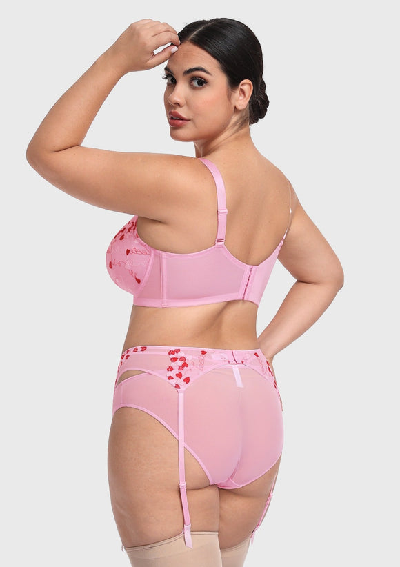Bramela Renna Holiday Edit Embroidery Pink Lace Underwire Bra