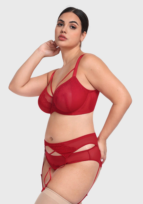 Bramela Renna Holiday Edit Embroidery Red Underwire Bra