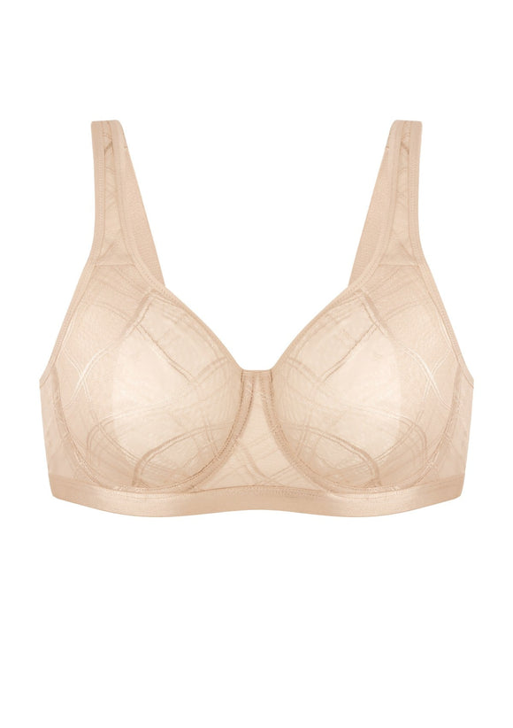 Bramela Skylark Breathable Lightweight Supportive Jacquard Mesh Wide Strap 3/4 Cup Comfort Bra