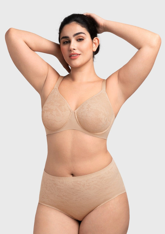 Bramela Auri Seamless Lace Support Bra Full Coverage Underwire Comfort Fit