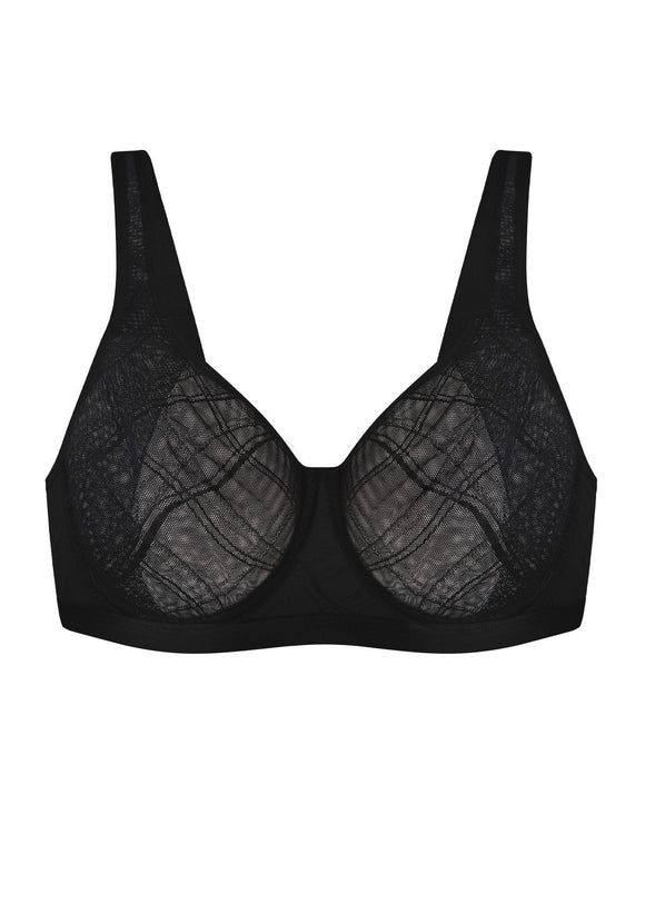 Bramela Skylark Breathable Lightweight Supportive Jacquard Mesh Wide Strap 3/4 Cup Comfort Bra