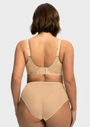 Bramela Petalia Plus Size Seamless Lace Underwire Balconette Demi No Padded Bra with High Elastic Fabric Delicate Lace Trim Cutout & Adjustable Straps-9