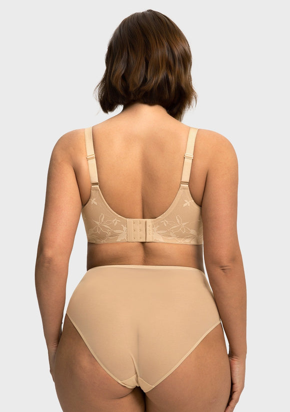 Bramela Petalia Plus Size Seamless Lace Underwire Balconette Demi No Padded Bra with High Elastic Fabric Delicate Lace Trim Cutout & Adjustable Straps