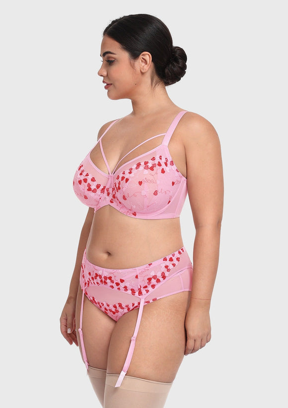 Bramela Renna Holiday Edit Embroidery Pink Lace Underwire Bra