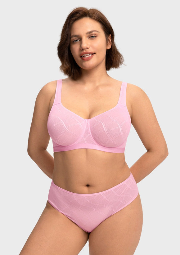 Bramela Skylark Breathable Lightweight Supportive Jacquard Mesh Wide Strap 3/4 Cup Comfort Bra