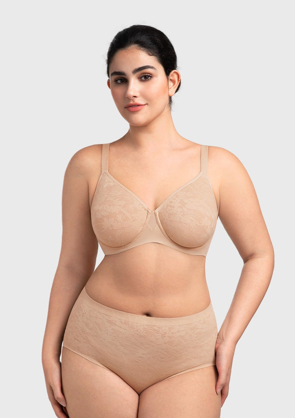 Bramela Auri Seamless Lace Support Bra Full Coverage Underwire Comfort Fit