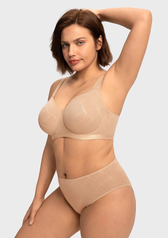 Bramela Skylark Breathable Lightweight Supportive Jacquard Mesh Wide Strap 3/4 Cup Comfort Bra