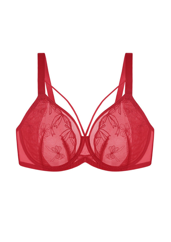 Bramela Renna Holiday Edit Embroidery Red Underwire Bra