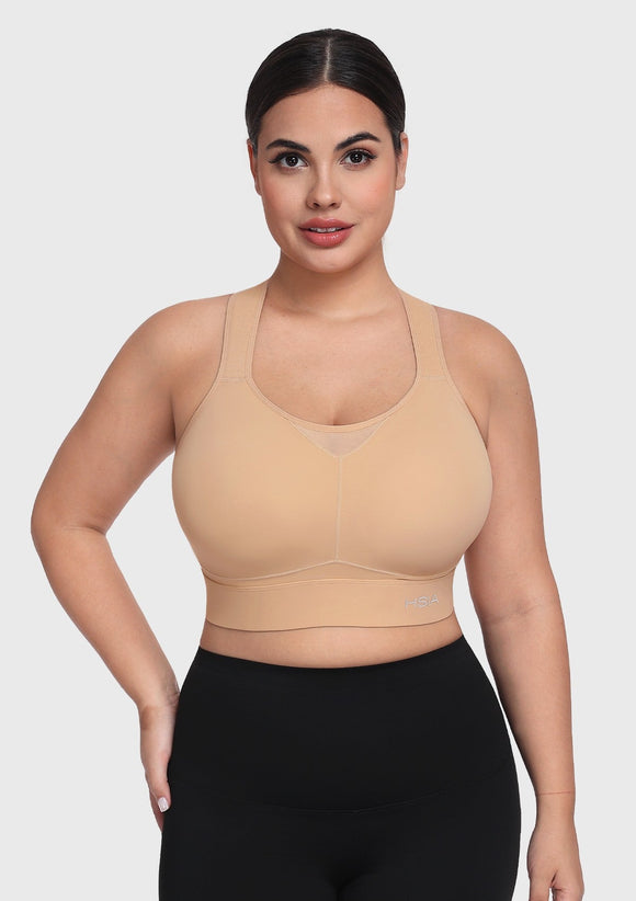 Bramela FlexCore High Impact Racerback Sports Bra Adjustable Support Full Coverage Fit