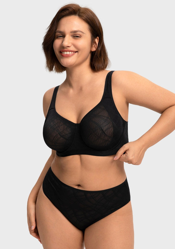 Bramela Skylark Breathable Lightweight Supportive Jacquard Mesh Wide Strap 3/4 Cup Comfort Bra