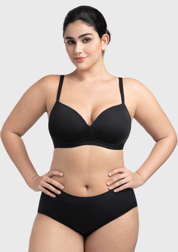 Comfortable Wireless Push Up Plunge Bra with Padded V Lift