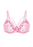 Bramela Renna Holiday Edit Embroidery Pink Lace Underwire Bra-5