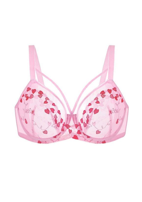 Bramela Renna Holiday Edit Embroidery Pink Lace Underwire Bra