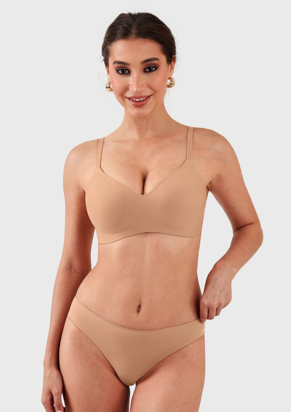 Bramela Ada Buttery Soft V-Neck Wireless Comfortable Bra No Underwire Supportive T-shirt Push Up Bralettes Plunge Seamless
