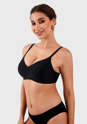 Bramela Ada Buttery Soft V-Neck Wireless Comfortable Bra No Underwire Supportive T-shirt Push Up Bralettes Plunge Seamless - 0