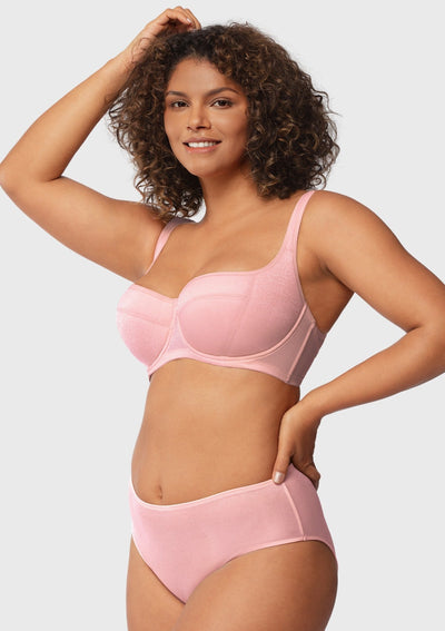 Starry Night Lightly Lined Lightly Padded Plus Size Pink Balconette Bra - 0