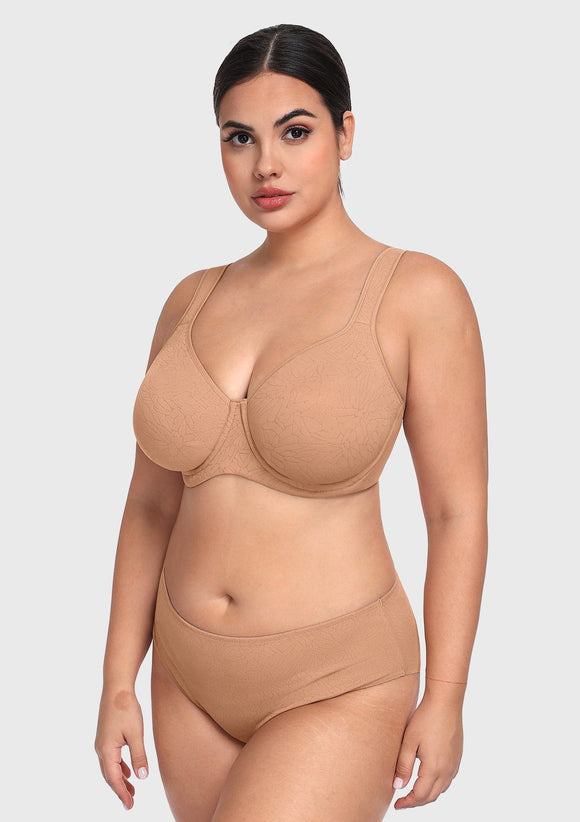 Bramela Joan Comfortzone Soft T-Shirt Full Coverage Unlined Unpadded Underwire Plus Size Minimizer Bra Everyday Bra