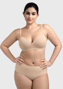 Comfortable Wireless Push Up Plunge Bra with Padded V Lift-1